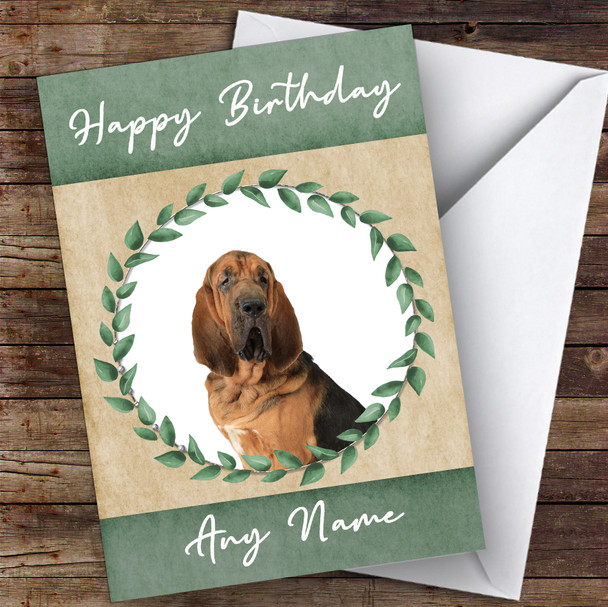 Bloodhound Dog Green Animal Personalised Birthday Card