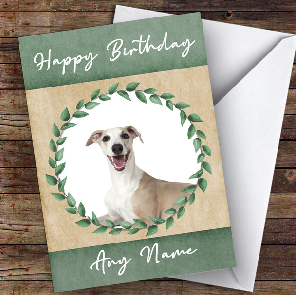 Whippet Dog Green Animal Personalised Birthday Card