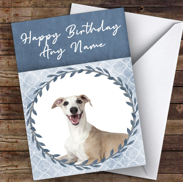 Whippet Dog Blue Animal Personalised Birthday Card