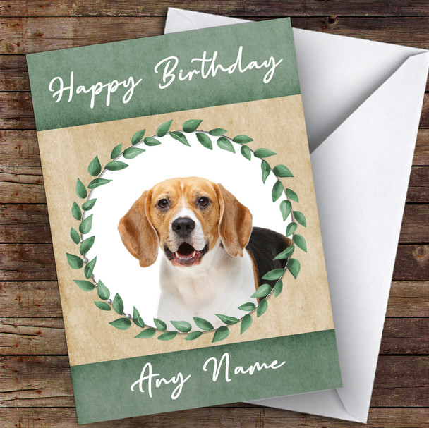Beagle Dog Green Animal Personalised Birthday Card