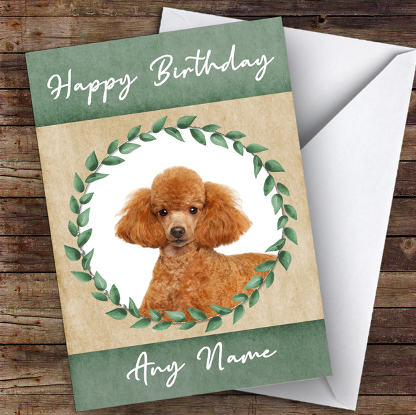 Poodle Dog Green Animal Personalised Birthday Card
