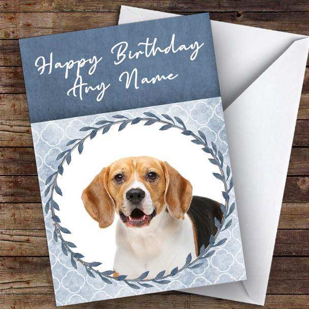 Beagle Dog Blue Animal Personalised Birthday Card