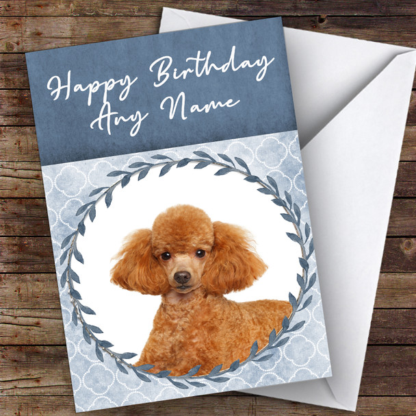 Poodle Dog Blue Animal Personalised Birthday Card