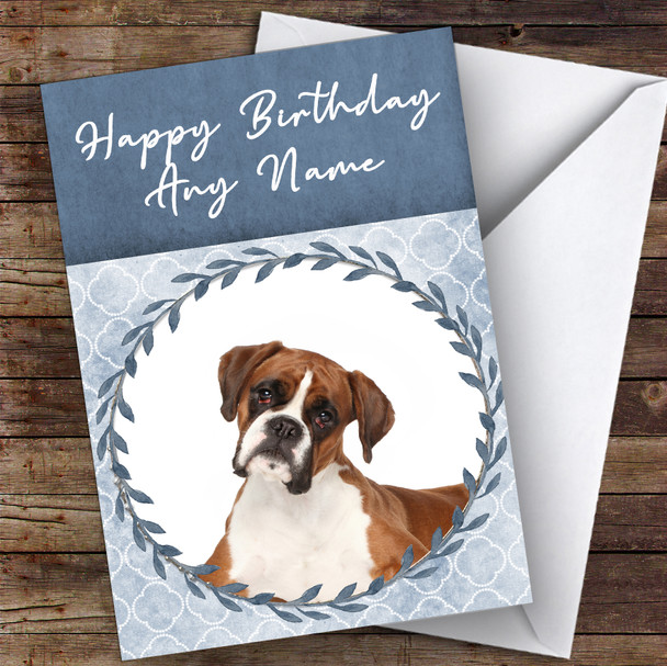 Boxer Dog Blue Animal Personalised Birthday Card