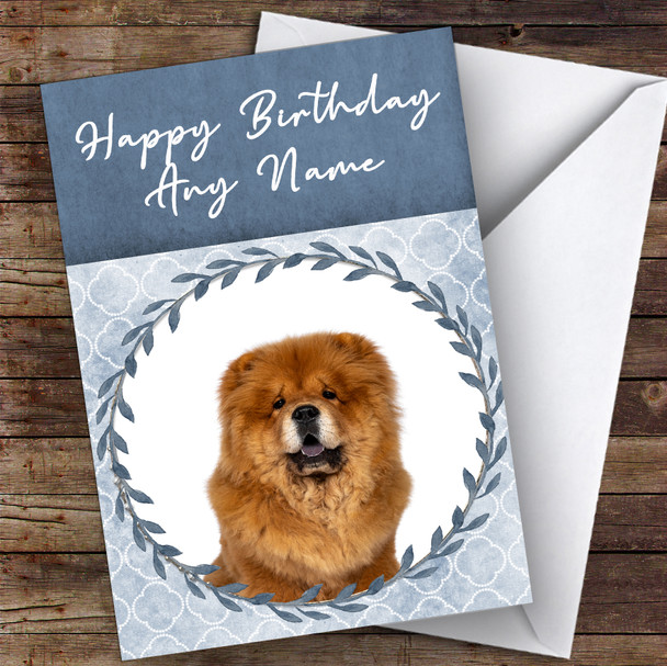 Chow Dog Blue Animal Personalised Birthday Card