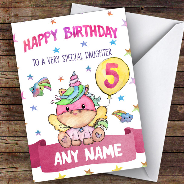 Personalised Girls Birthday Card Unicorn 1St 2Nd 3Rd 4Th 5Th 6Th 7Th Daughter