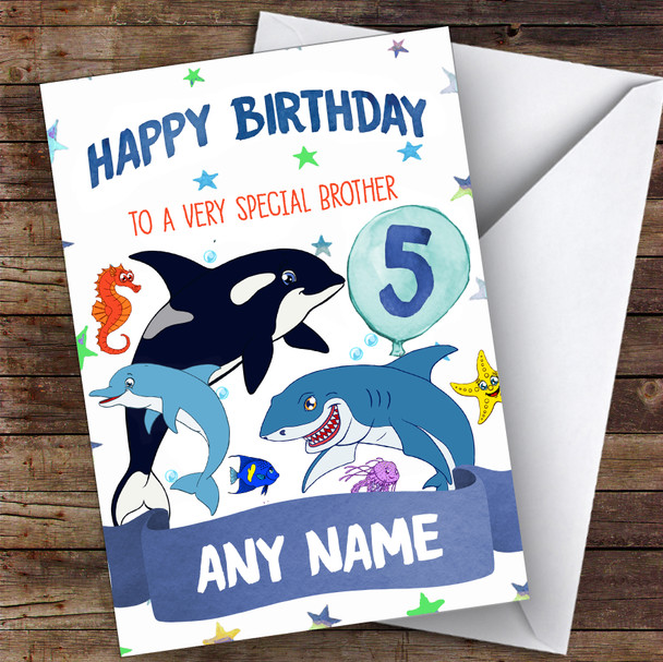 Personalised Boys Birthday Card Sea Life 7Th 8Th 9Th 10Th 11Th 12Th Brother