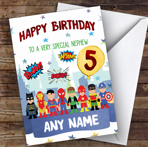 Personalised Boys Birthday Card Superhero 7Th 8Th 9Th 10Th 11Th 12Th Nephew