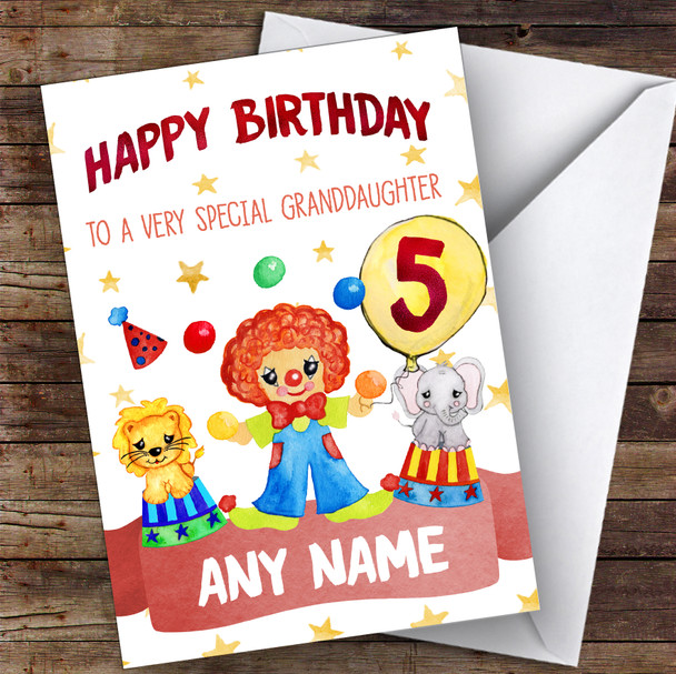 Personalised Birthday Card Circus 7Th 8Th 9Th 10Th 11Th 12Th Granddaughter