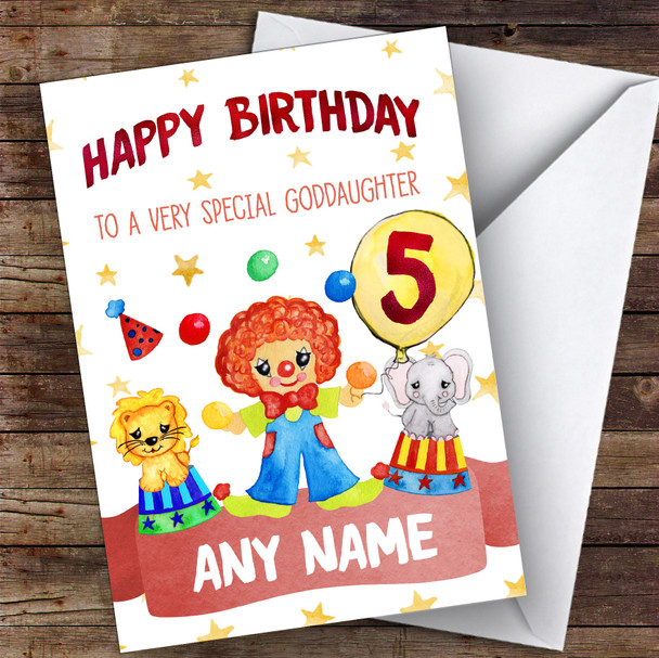 Personalised Birthday Card Circus 7Th 8Th 9Th 10Th 11Th 12Th Goddaughter