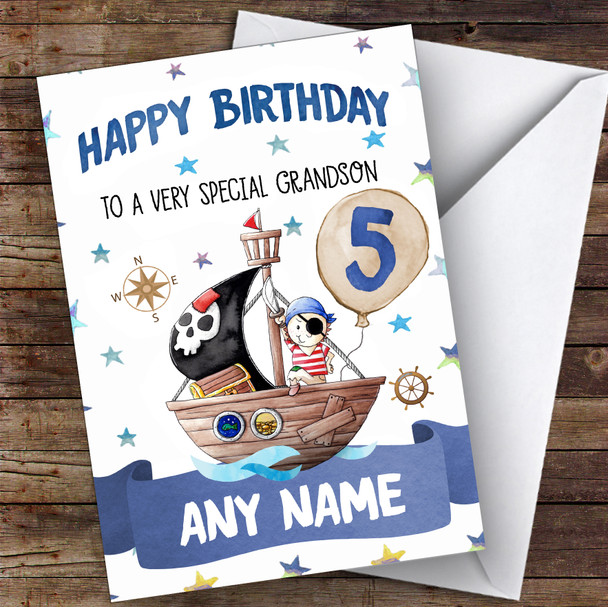 Personalised Boys Birthday Card Pirate 1St 2Nd 3Rd 4Th 5Th 6Th Grandson