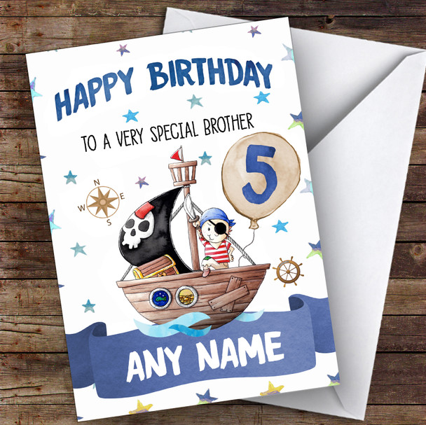 Personalised Boys Birthday Card Pirate 1St 2Nd 3Rd 4Th 5Th 6Th Brother