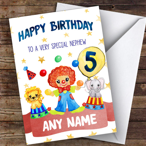 Personalised Boys Birthday Card Circus 1St 2Nd 3Rd 4Th 5Th 6Th Nephew