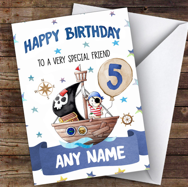 Personalised Boys Birthday Card Pirate 1St 2Nd 3Rd 4Th 5Th 6Th Friend