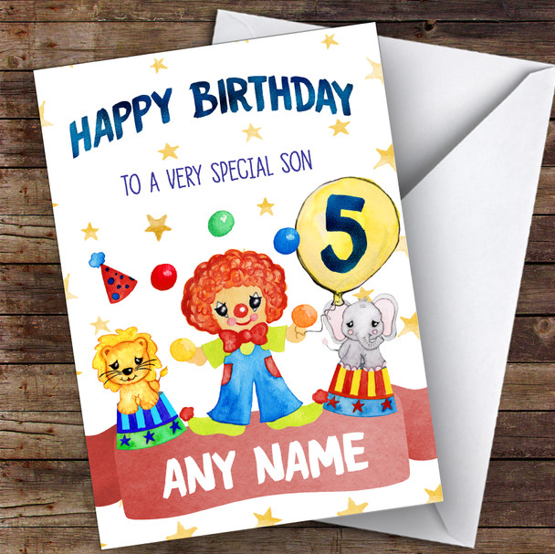 Personalised Boys Birthday Card Circus 1St 2Nd 3Rd 4Th 5Th 6Th Son
