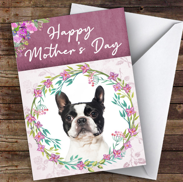 Boston Terrier Dog Traditional Animal Personalised Mother's Day Card