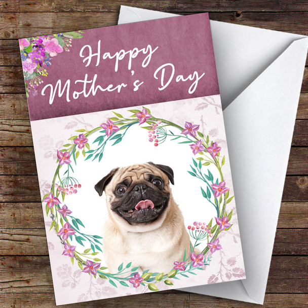 Pug Dog Traditional Animal Personalised Mother's Day Card