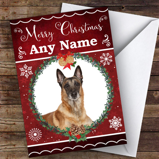 Belgian Shepherd Malinois Dog Traditional Animal Personalised Christmas Card