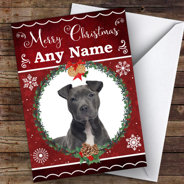 Staffordshire Terrier Dog Traditional Animal Personalised Christmas Card