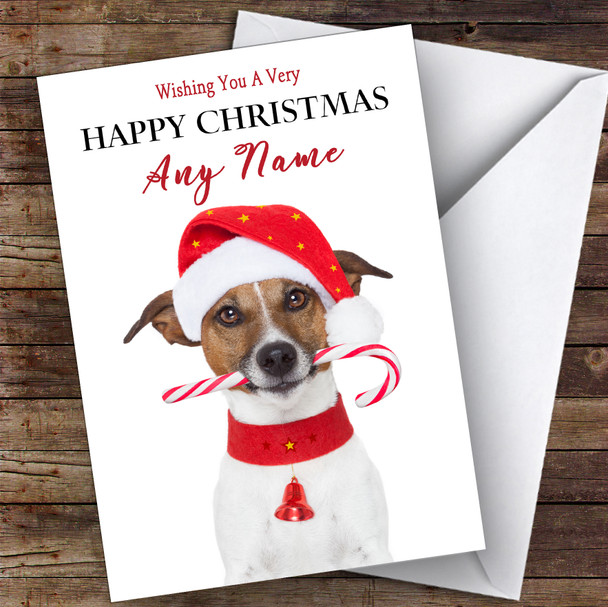 Jack Russell Terrier Dog Candy Cane Animal Personalised Christmas Card