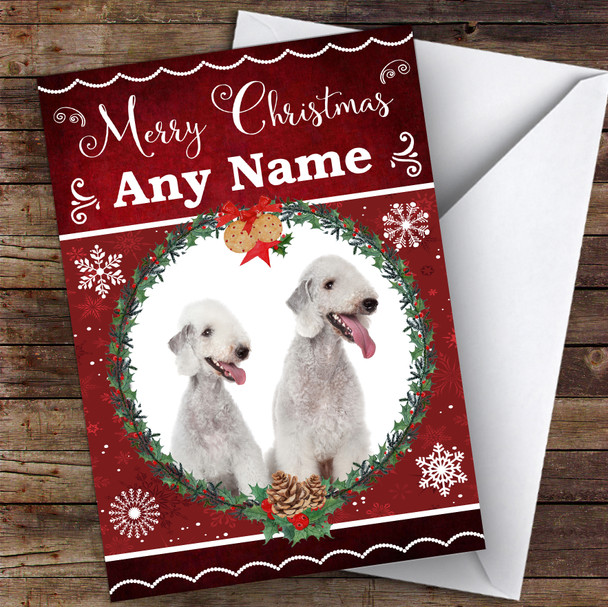 Bedlington Terrier Dog Traditional Animal Personalised Christmas Card