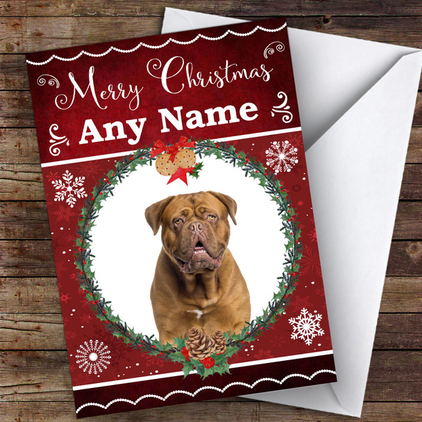 Dogue De Bordeaux Dog Traditional Animal Personalised Christmas Card