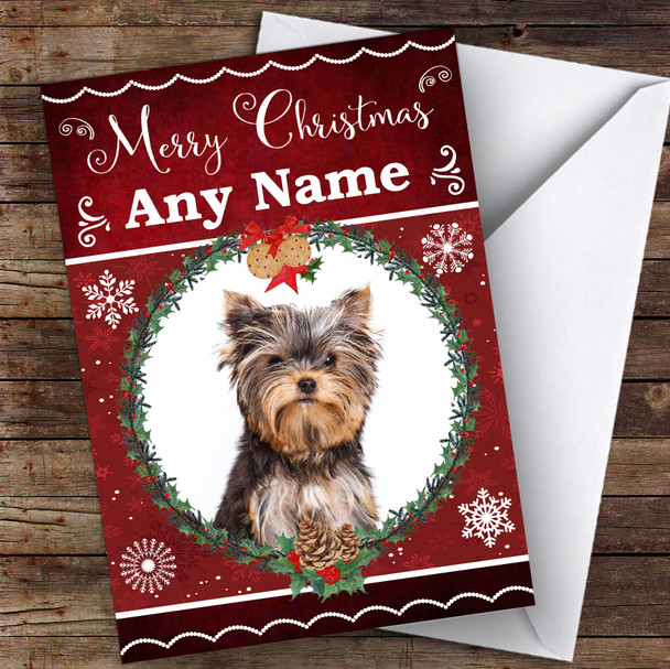 Yorkshire Terrier Dog Traditional Animal Personalised Christmas Card