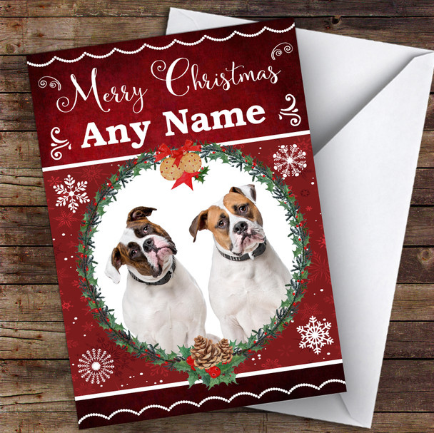 American Bulldog Dog Traditional Animal Personalised Christmas Card