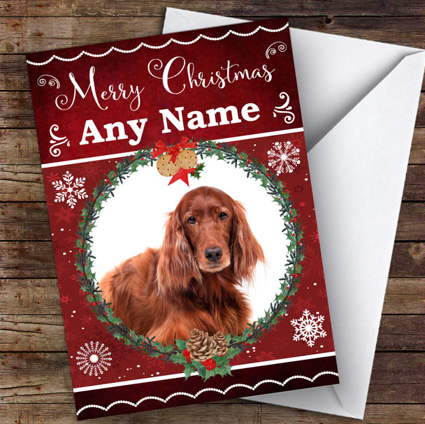 Irish Red Setter Dog Traditional Animal Personalised Christmas Card