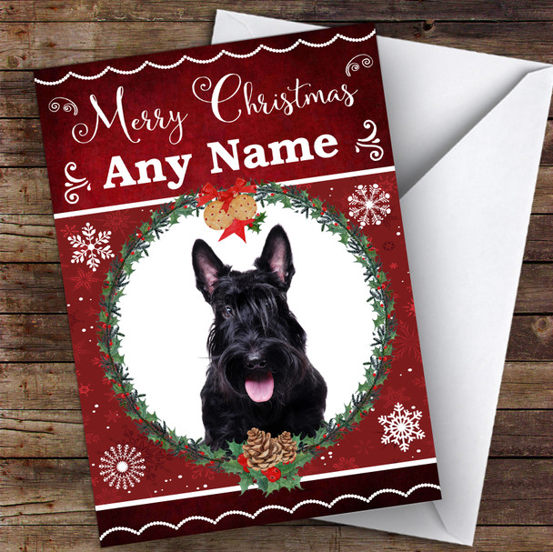 Scottish Terrier Dog Traditional Animal Personalised Christmas Card