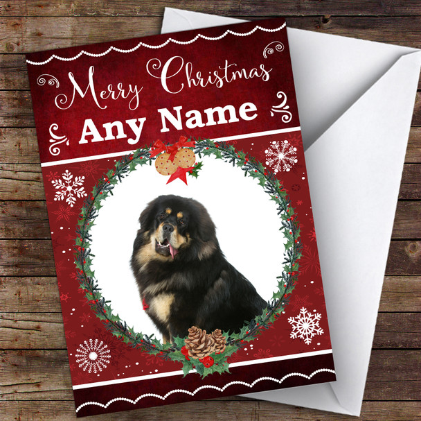 Tibetan Mastiff Dog Traditional Animal Personalised Christmas Card