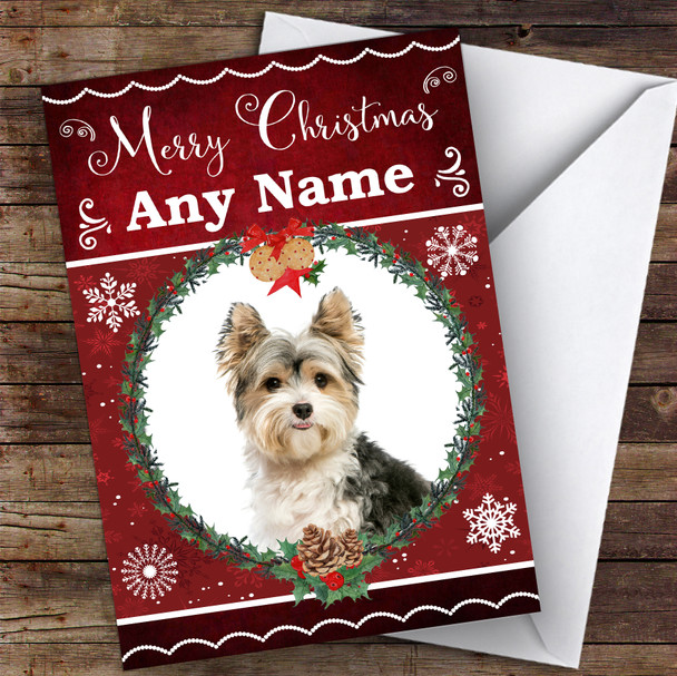 Biewer Terrier Dog Traditional Animal Personalised Christmas Card