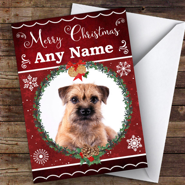 Border Terrier Dog Traditional Animal Personalised Christmas Card