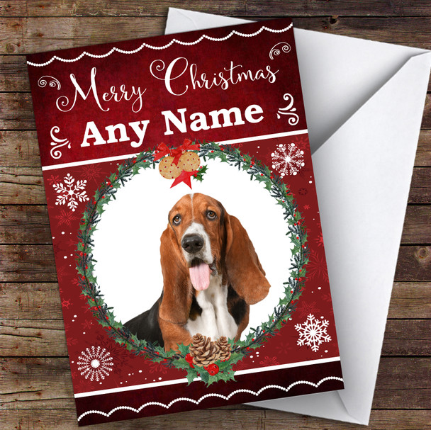 Basset Hound Dog Traditional Animal Personalised Christmas Card