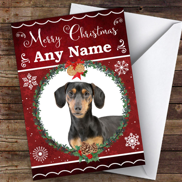 Dachshund Dog Traditional Animal Personalised Christmas Card