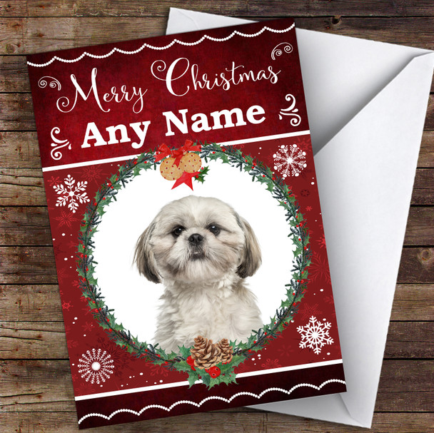 Shih Tzu Dog Traditional Animal Personalised Christmas Card