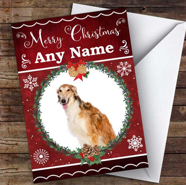 Borzoi Dog Traditional Animal Personalised Christmas Card Borzoi Dog Traditional Animal Personalised Christmas Card