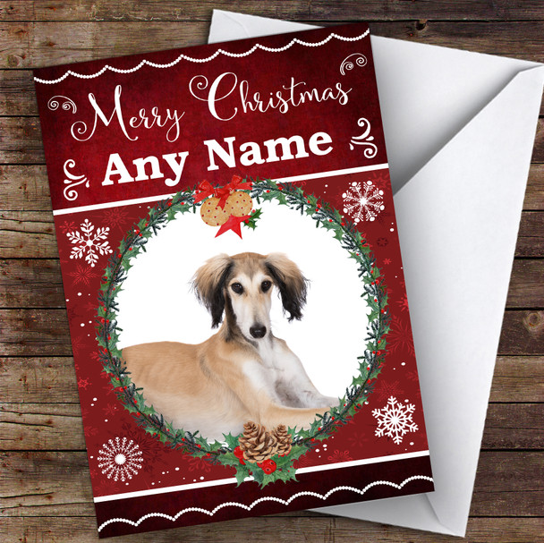 Saluki Dog Traditional Animal Personalised Christmas Card