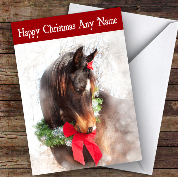 Festive Horse Animal Personalised Christmas Card