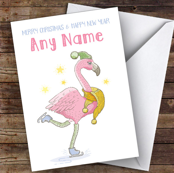 Cute Flamingo Children's Personalised Christmas Card