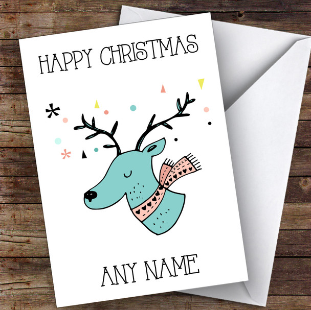 Deer In Scarf Children's Personalised Christmas Card