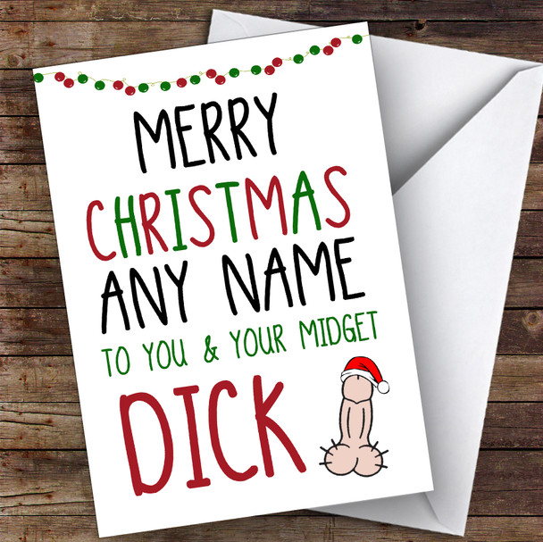 Offensive Midget Small Dick Penis Funny Joke Personalised Christmas Card