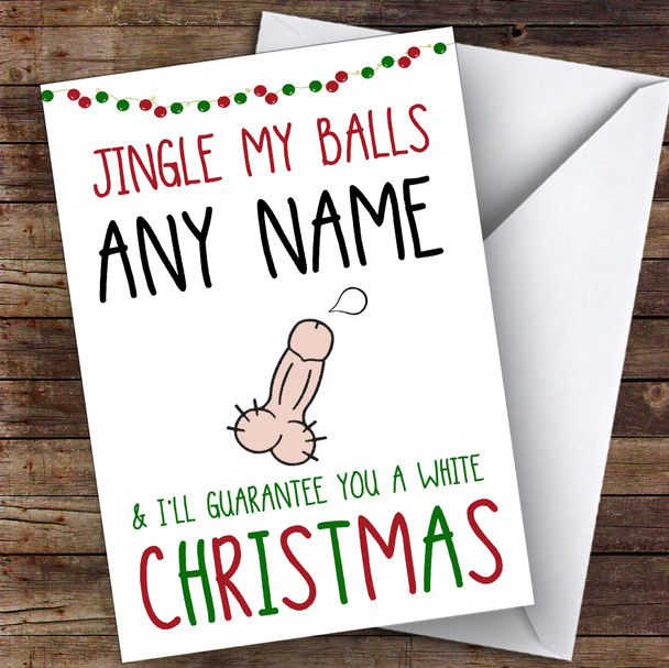 Adult Rude Jingle My Balls Funny Joke Personalised Christmas Card