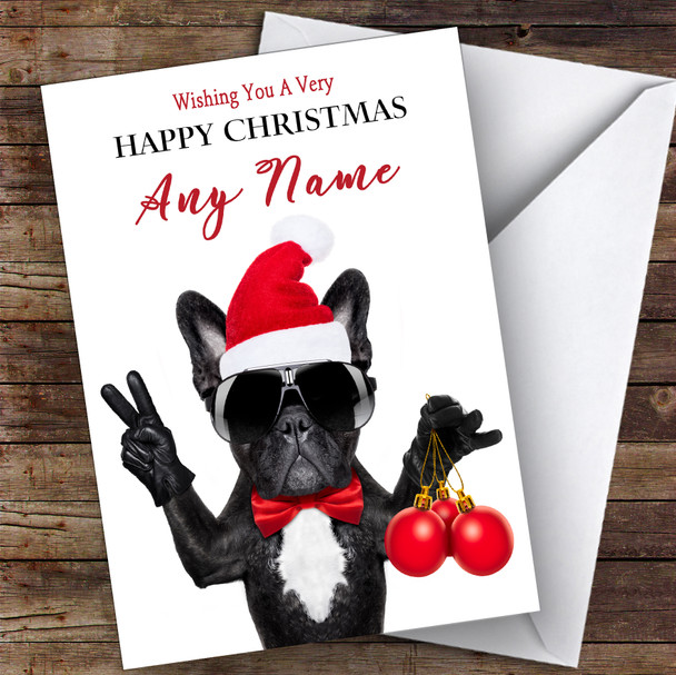 Cool French Bulldog Funny Joke Personalised Christmas Card