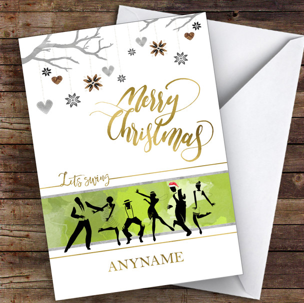 Dance Swingers Silhouette Style Hobbies Personalised Christmas Card