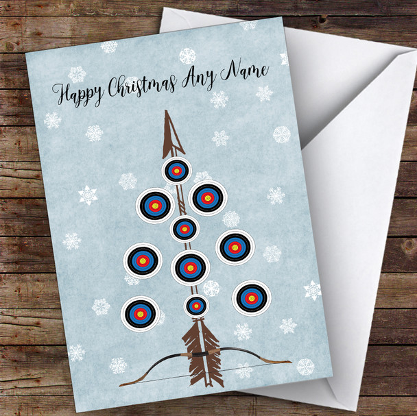 Archery Bow Arrow Target Tree Hobbies Personalised Christmas Card