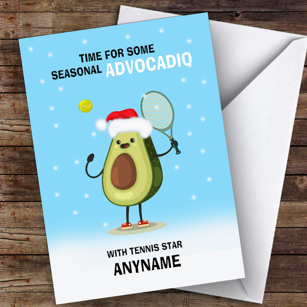 Tennis Player Funny Avocadio Hobbies Personalised Christmas Card