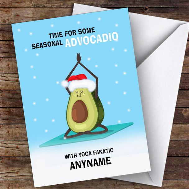 Yoga Fanatic Funny Avocadio Hobbies Personalised Christmas Card