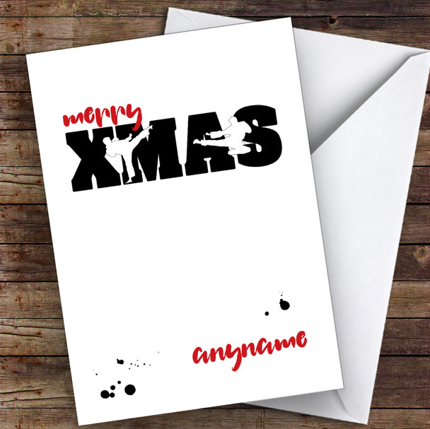 Karate Silhouette Figures Hobbies Personalised Christmas Card