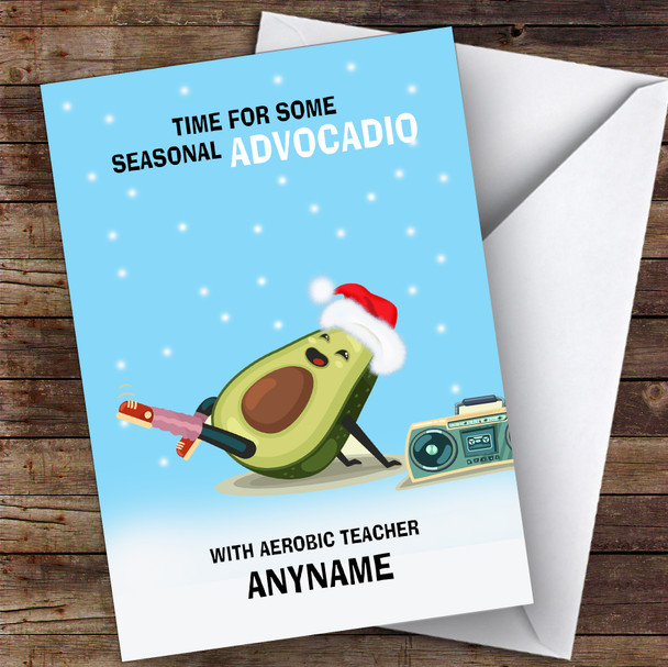 Aerobic Funny Avocadio Hobbies Personalised Christmas Card